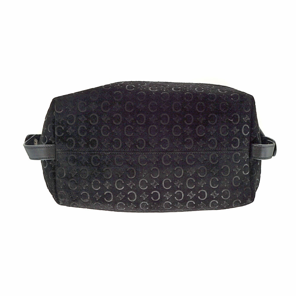 CELINE Shoulder Bag Leather Suede Handbag Black Macadam - Picture 4 of 9